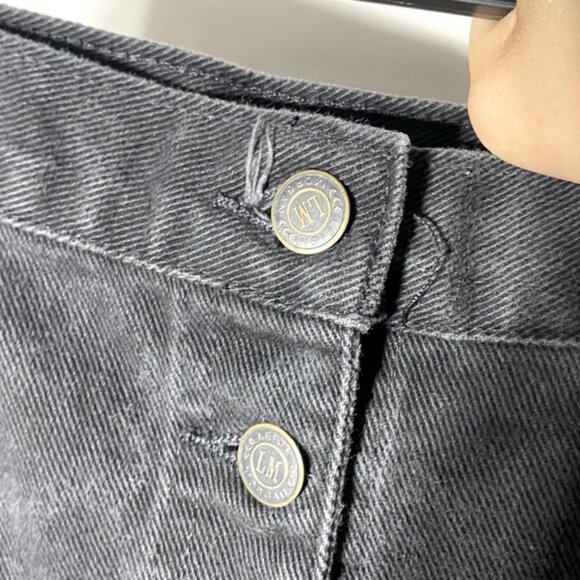 Vintage Leigh Morgan Washed Black Denim Button Front Midi Pencil Skirt L - Picture 5 of 13